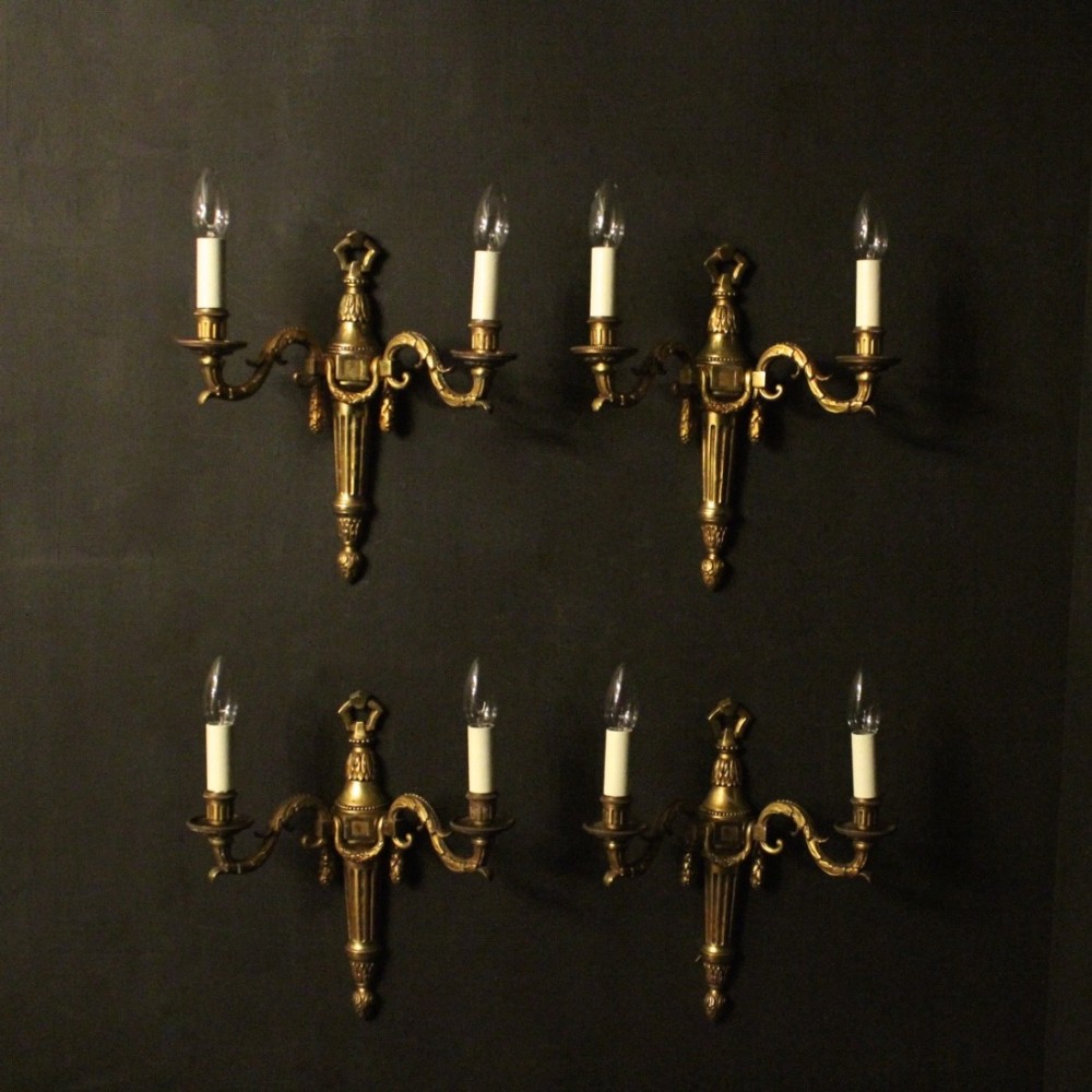 French Set Of 4 Bronze Antique Wall Lights