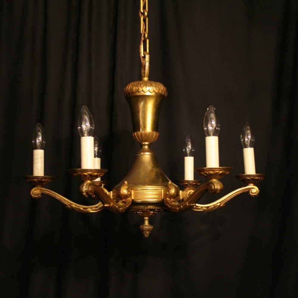 French Bronze 6 Light Antique Chandelier