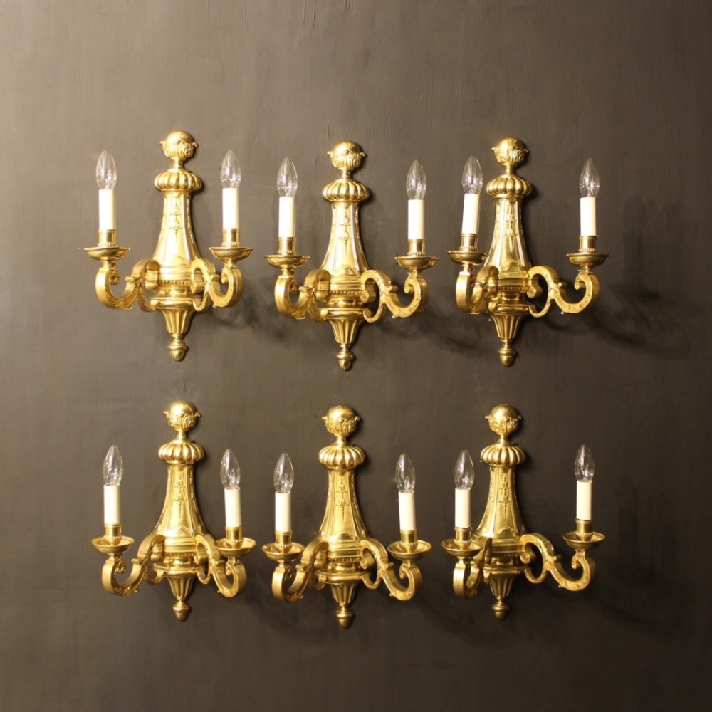 French Set Of 6 Bronze Antique Wall Lights