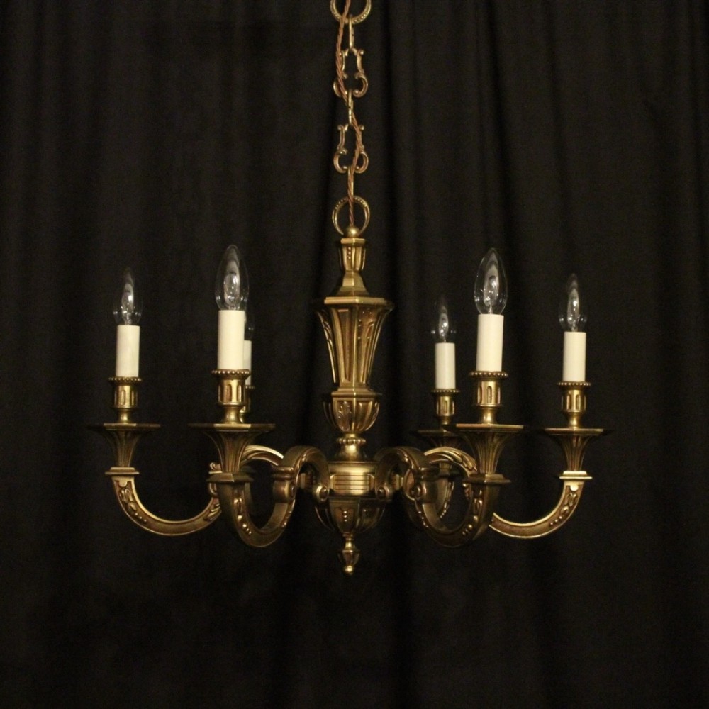 French Gilded Bronze 6 Light Chandelier