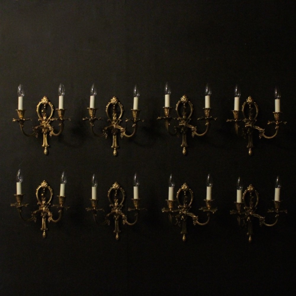 French Set Of 8 Gilded Antique Wall Lights