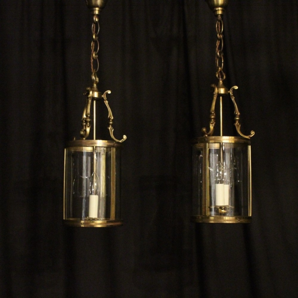 French Pair Of Gilded Antique Hall Lanterns