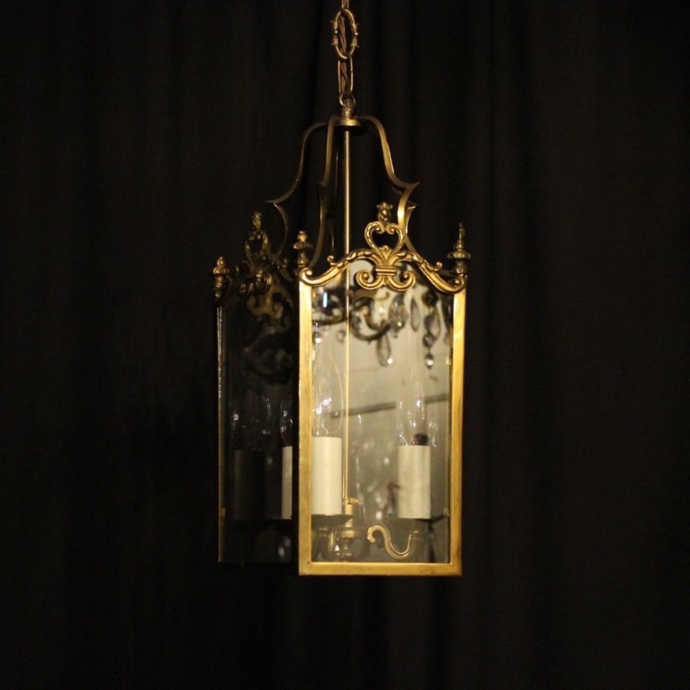 French Gilded Triple Light Antique Lantern