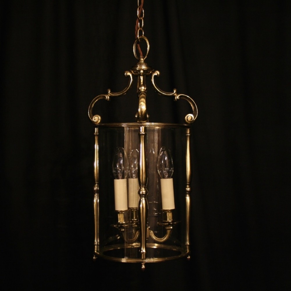 French Cast Brass Triple Light Antique Lantern