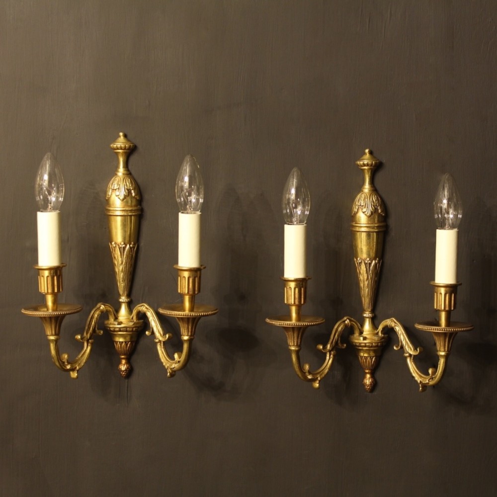French Pair Of Twin Arm Antique Wall Lights