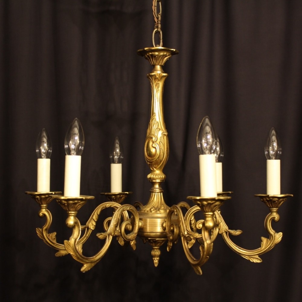 French Gilded 6 Light Antique Chandelier