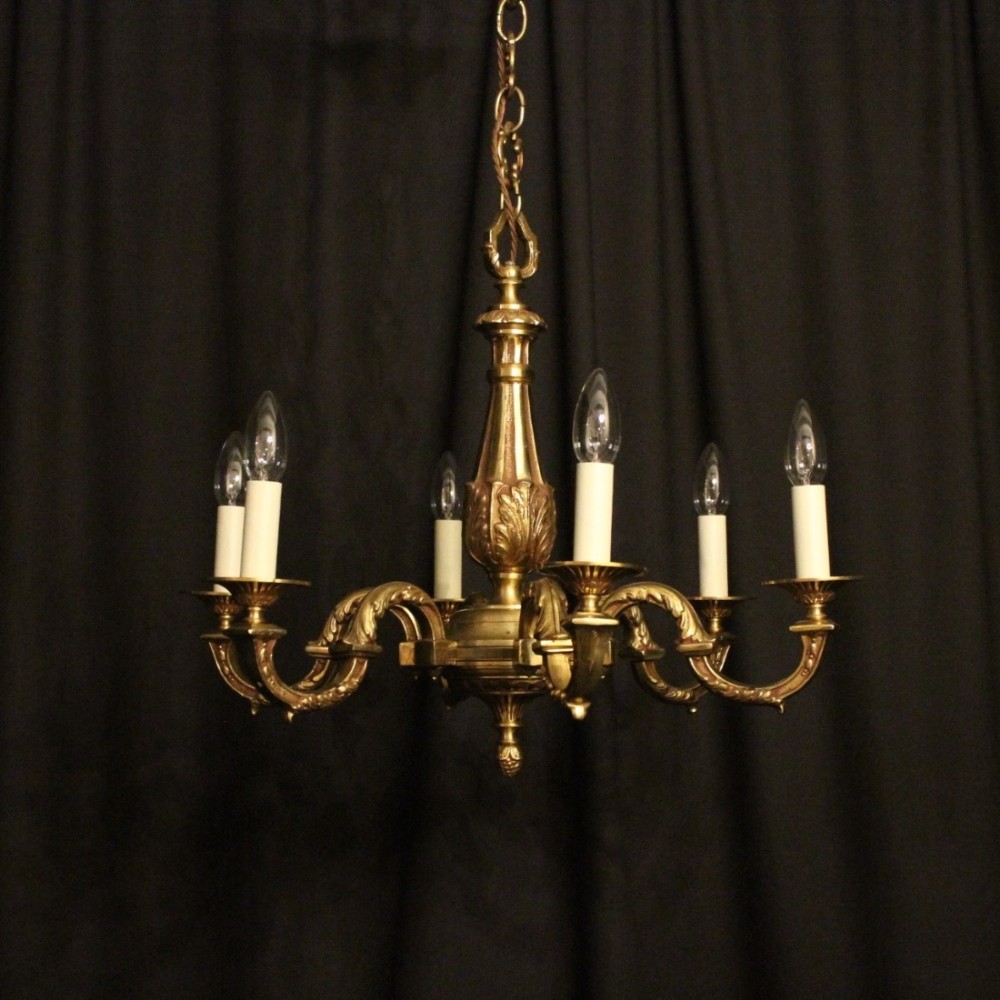 French Gilded Bronze 6 Light Chandelier