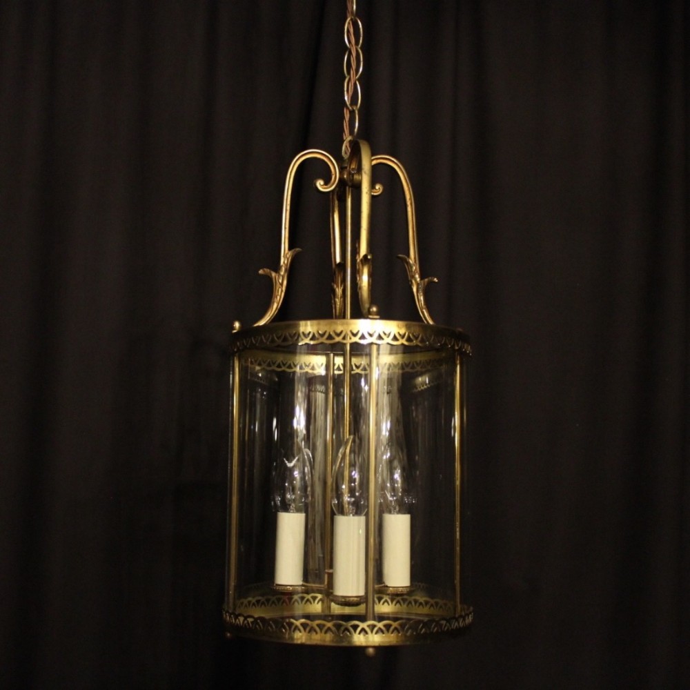 French Gilded Triple Light Antique Lantern