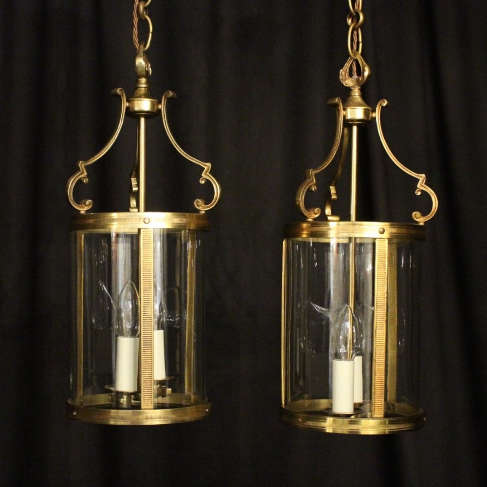 French Pair Of Gilded Antique Hall Lanterns