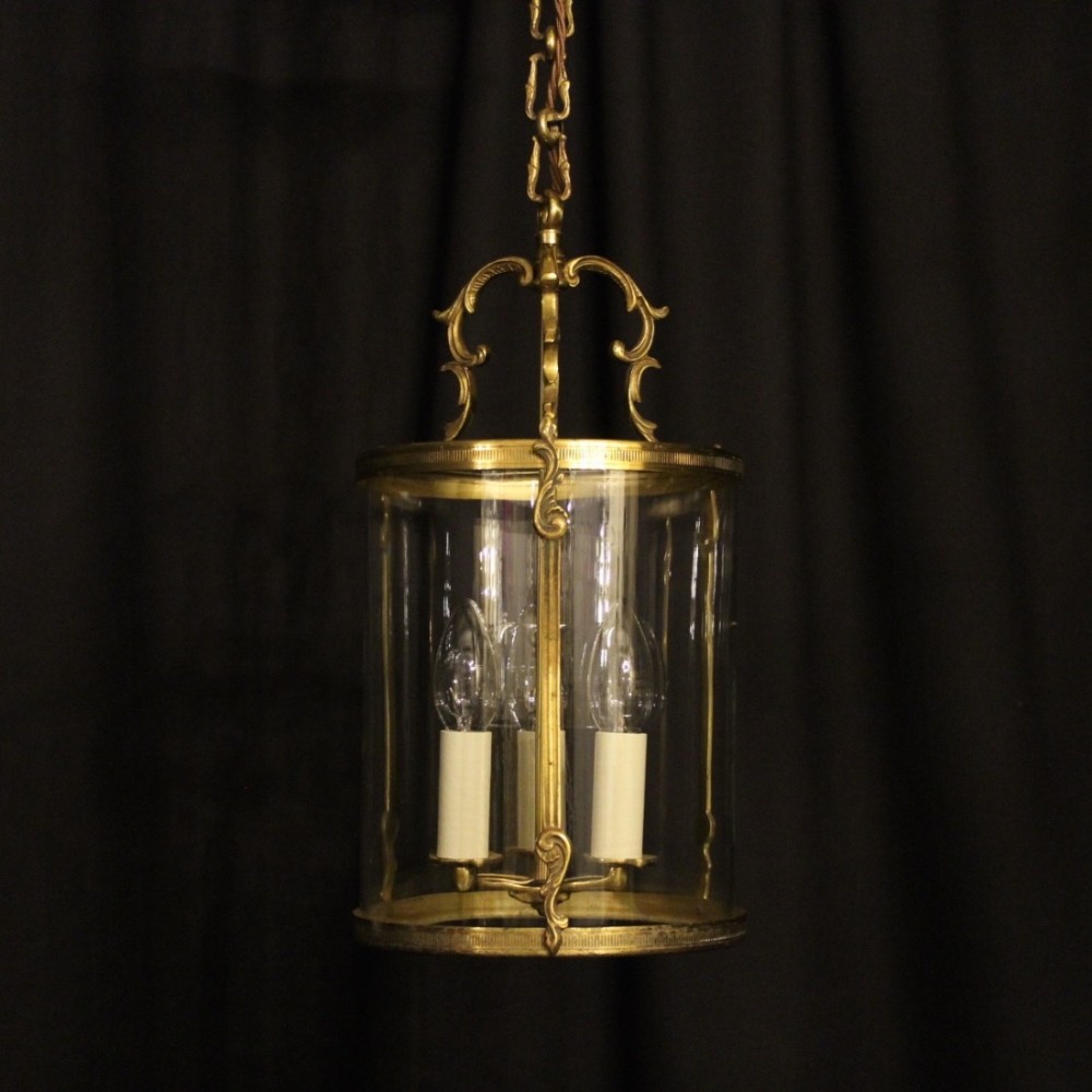 French Gilded Triple Light Antique Lantern