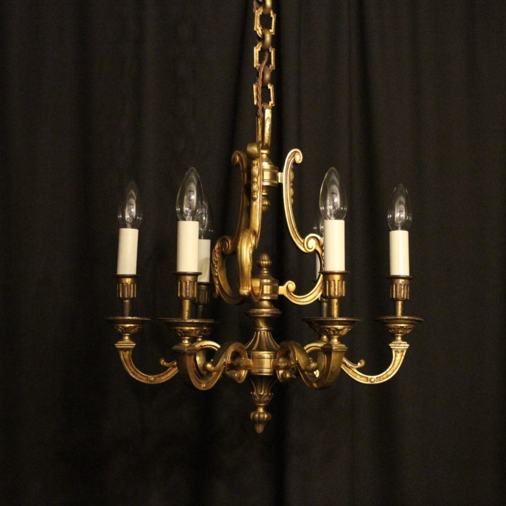 French Bronze 6 Light Antique Chandelier