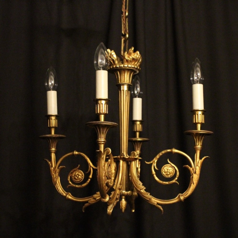 French Bronze 4 Light Antique Chandelier