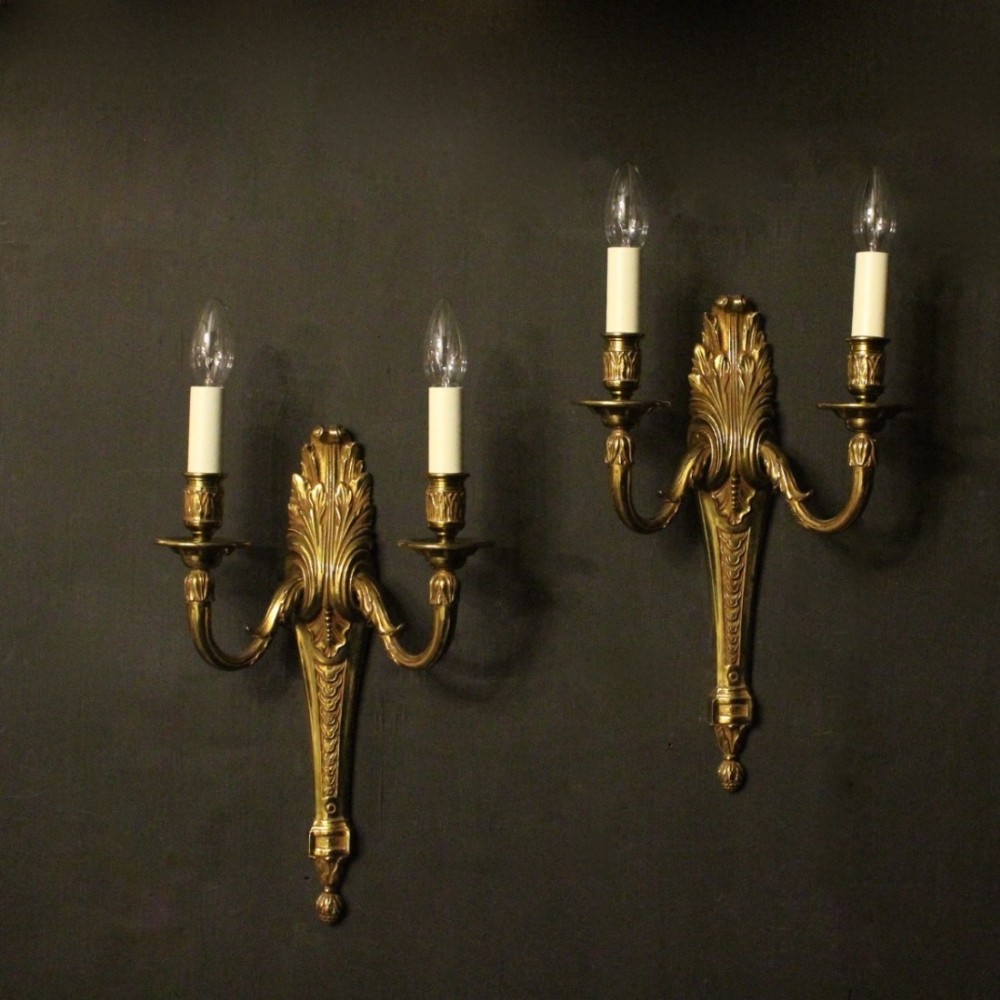 French Pair Of Gilded Bronze Antique Wall Lights