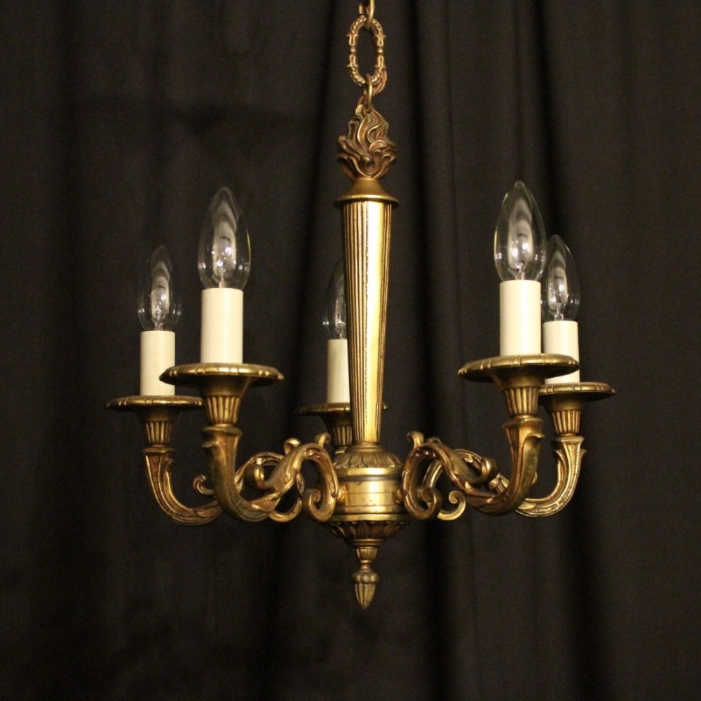 French Bronze 5 Light Antique Chandelier