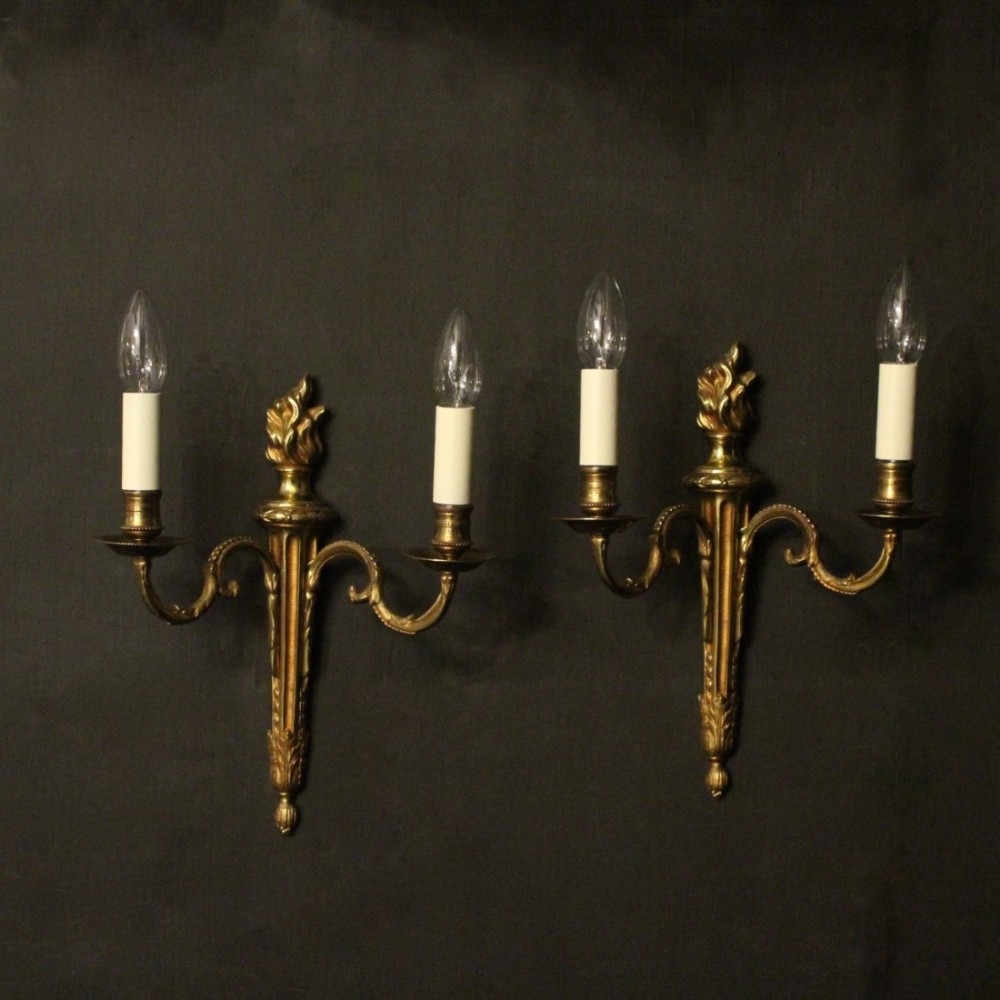 French Pair Of Bronze Antique Wall Lights