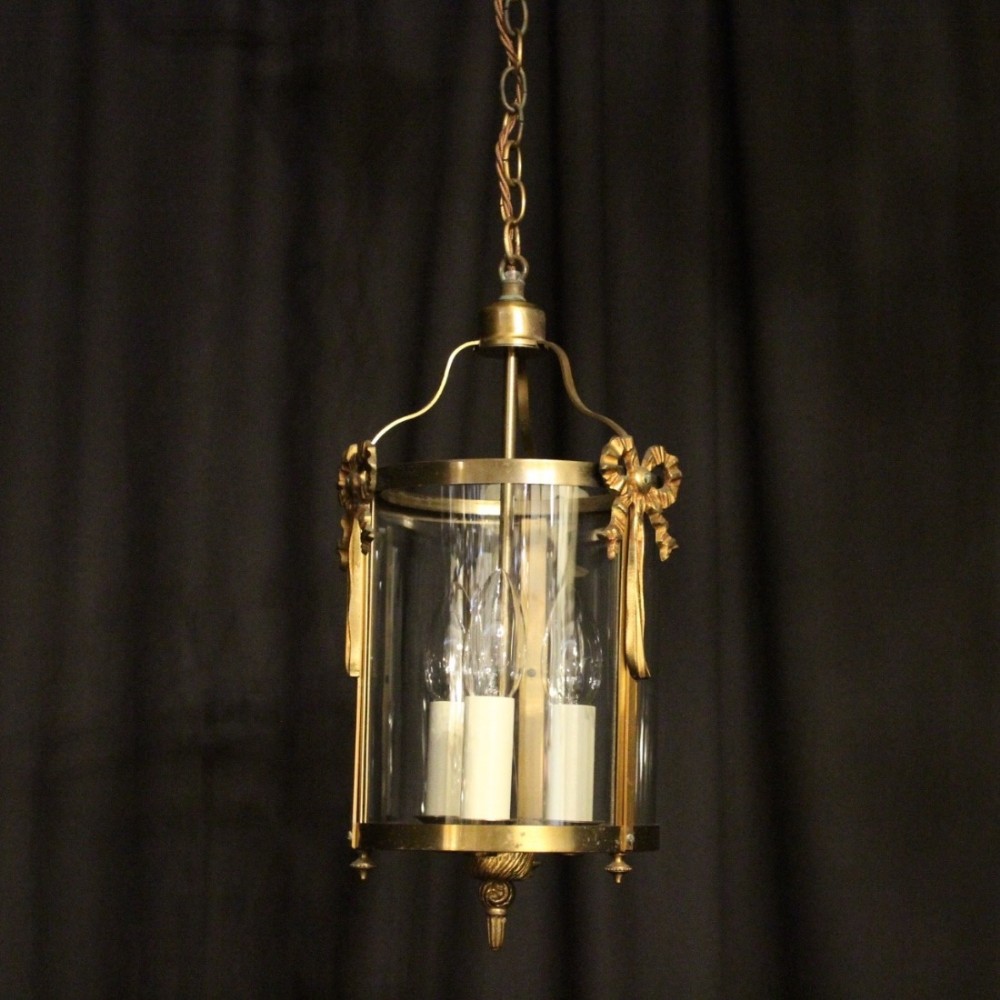 French Triple Light Antique Hall Lantern