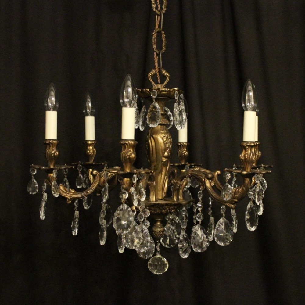 Italian Gilded 6 Light Antique Chandelier