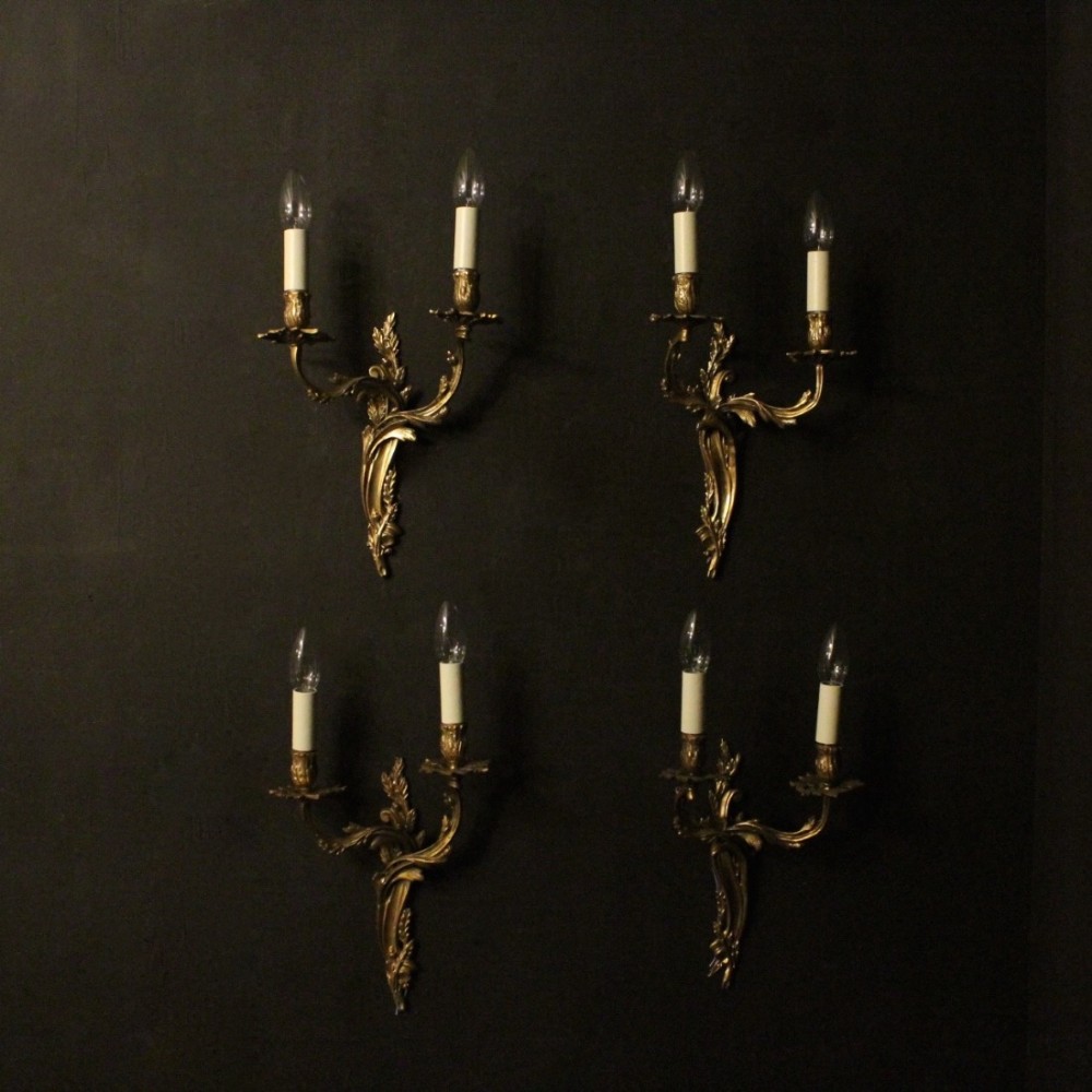 French Set Of 4 Twin Arm Wall Lights