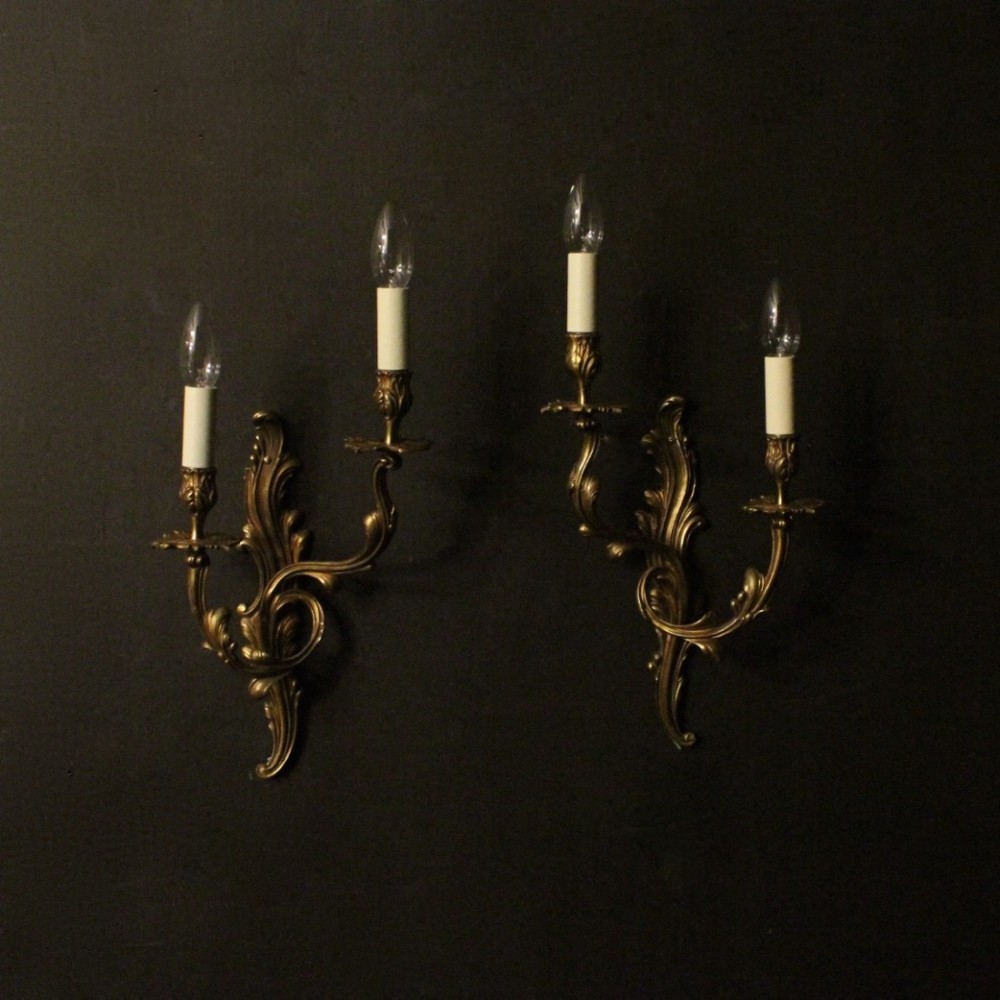 French Pair Of Gilded Antique Wall Lights