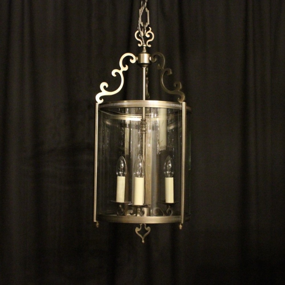 French Silver Triple Light Large Hall Lantern