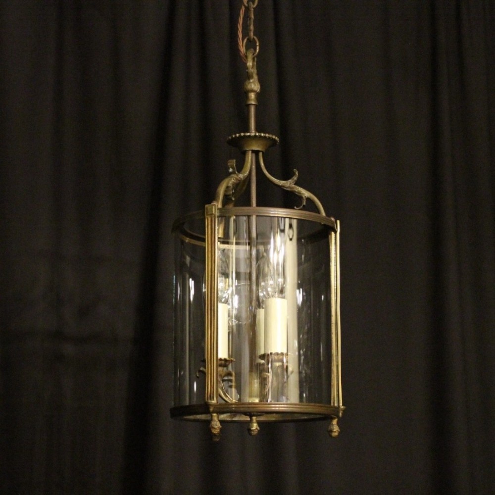 French Triple Light Antique Hall Lantern
