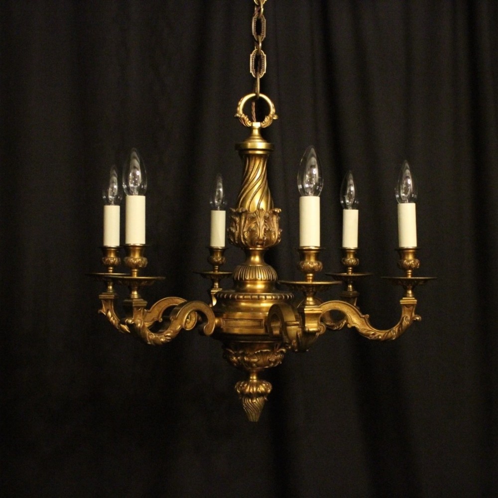French Bronze 6 Light Antique Chandelier
