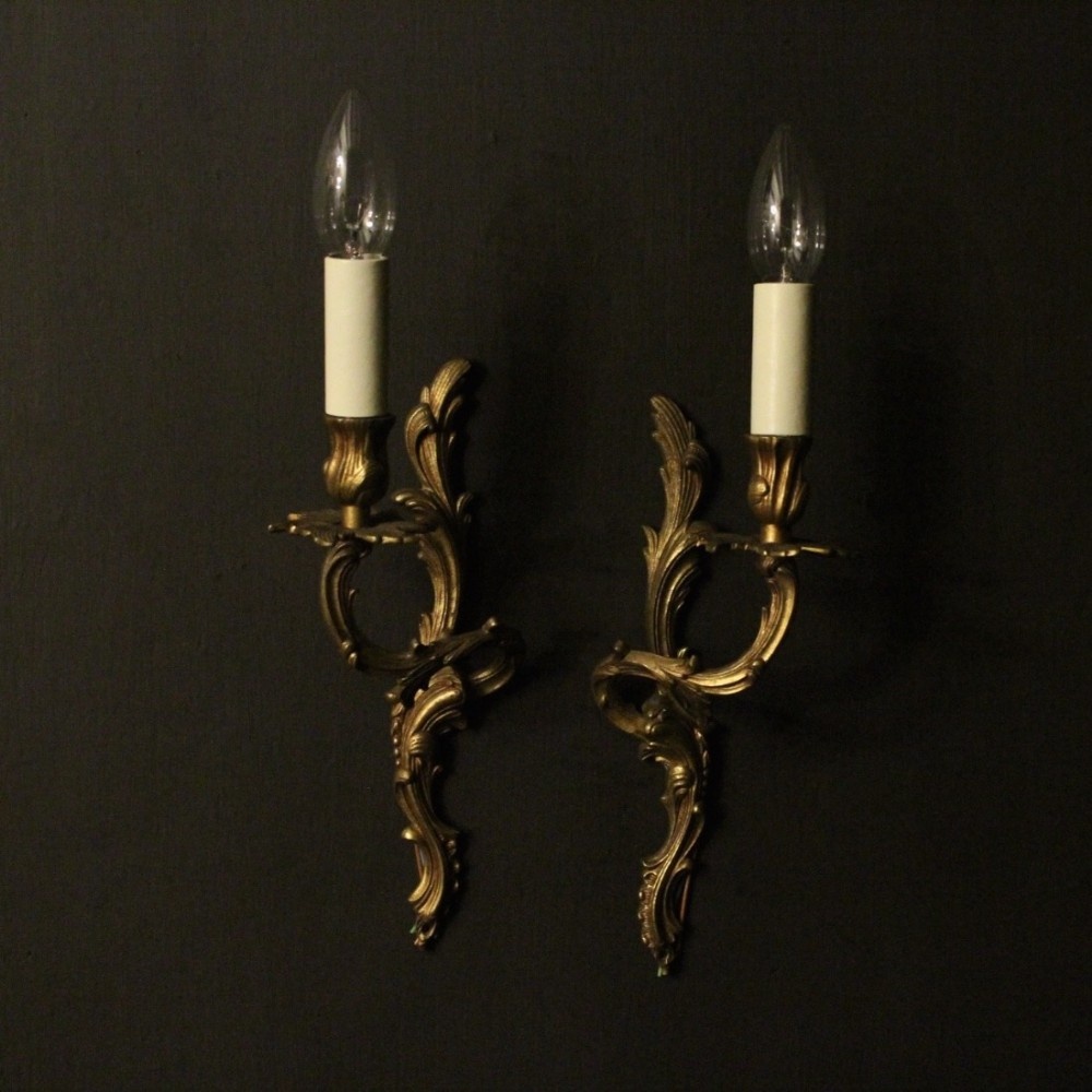 French Pair Of Gilded Single Arm Wall Lights