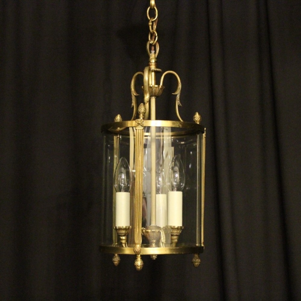French Gilded Convex Antique Hall Lantern
