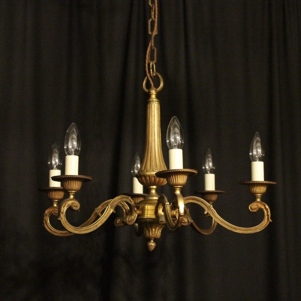 French Gilded Bronze 6 Light Chandelier