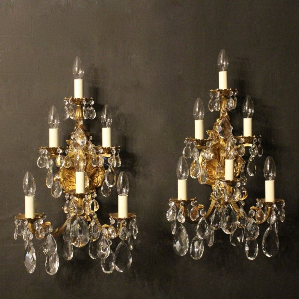 Italian Pair Of 6 Arm Antique Wall Lights