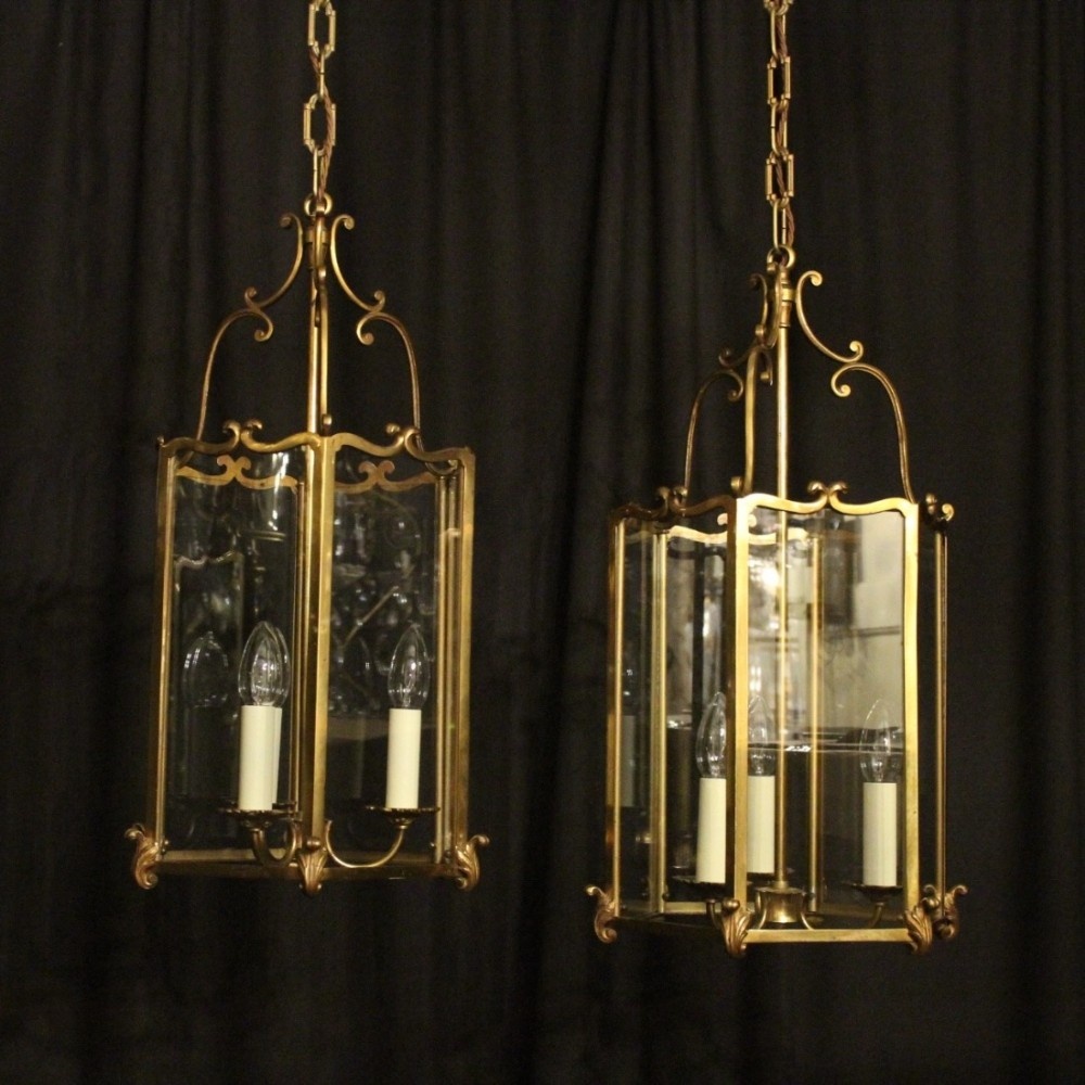 French Pair Of Gilded Antique Hall Lanterns
