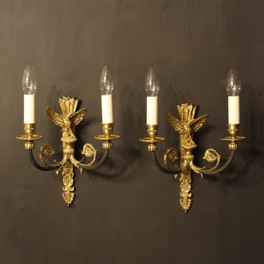 French Pair Of Bronze Antique Wall Lights