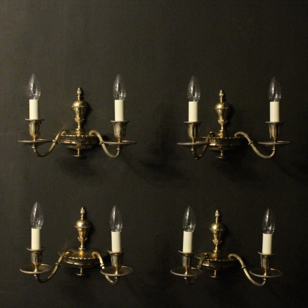 English Set Of 4 Twin Arm Wall Lights