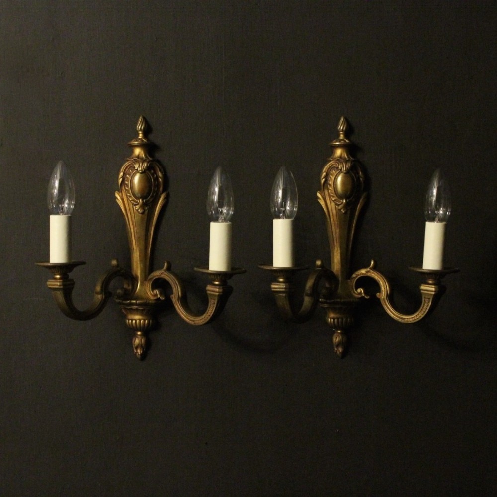 French Pair Of Gilded Bronze Antique Wall Lights
