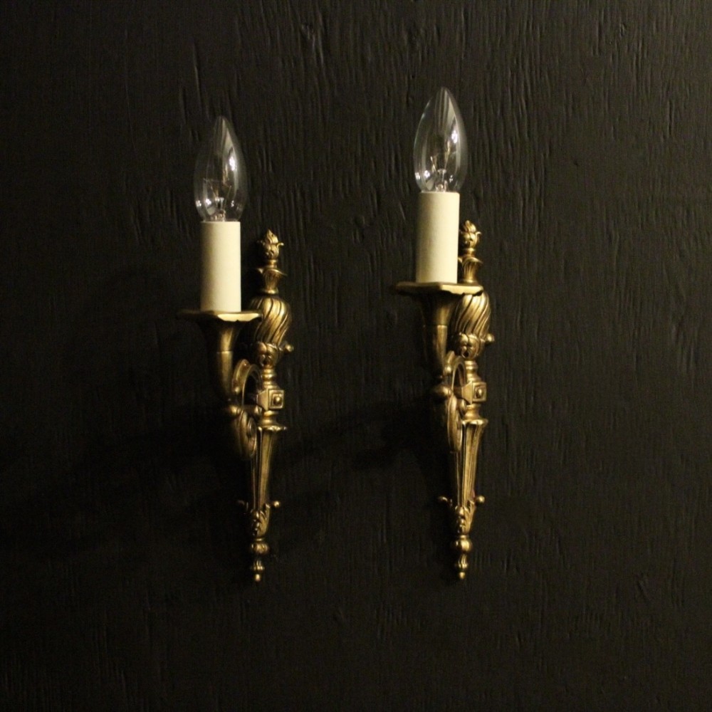 French Pair Of Bronze Single Arm Wall Lights