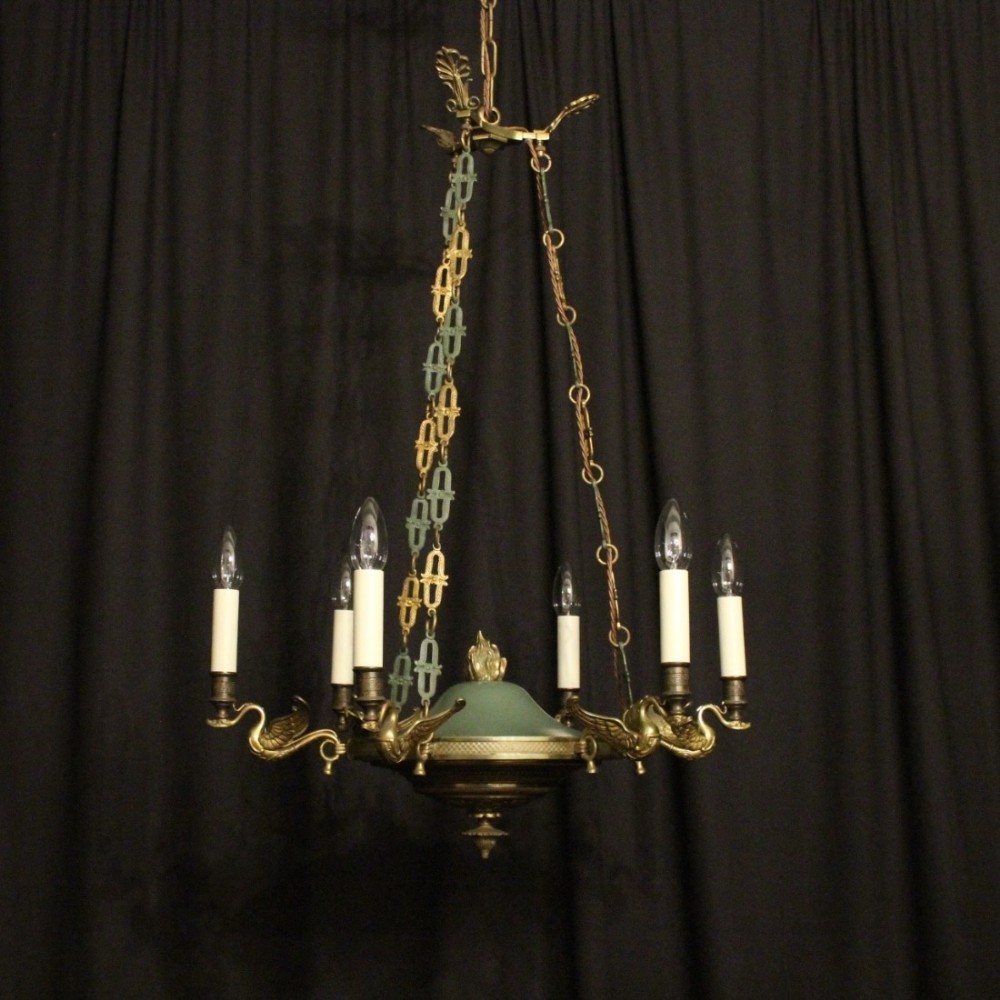 French Empire Bronze 6 Light Chandelier