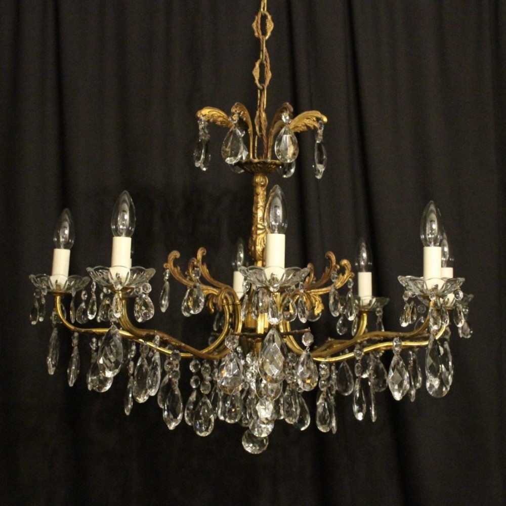 Italian Gilded 8 Light Antique Chandelier