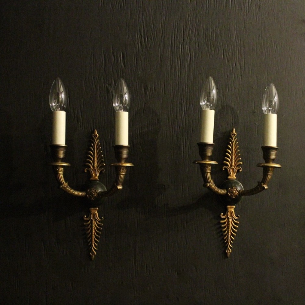 French Pair Of Empire Bronze Wall Lights