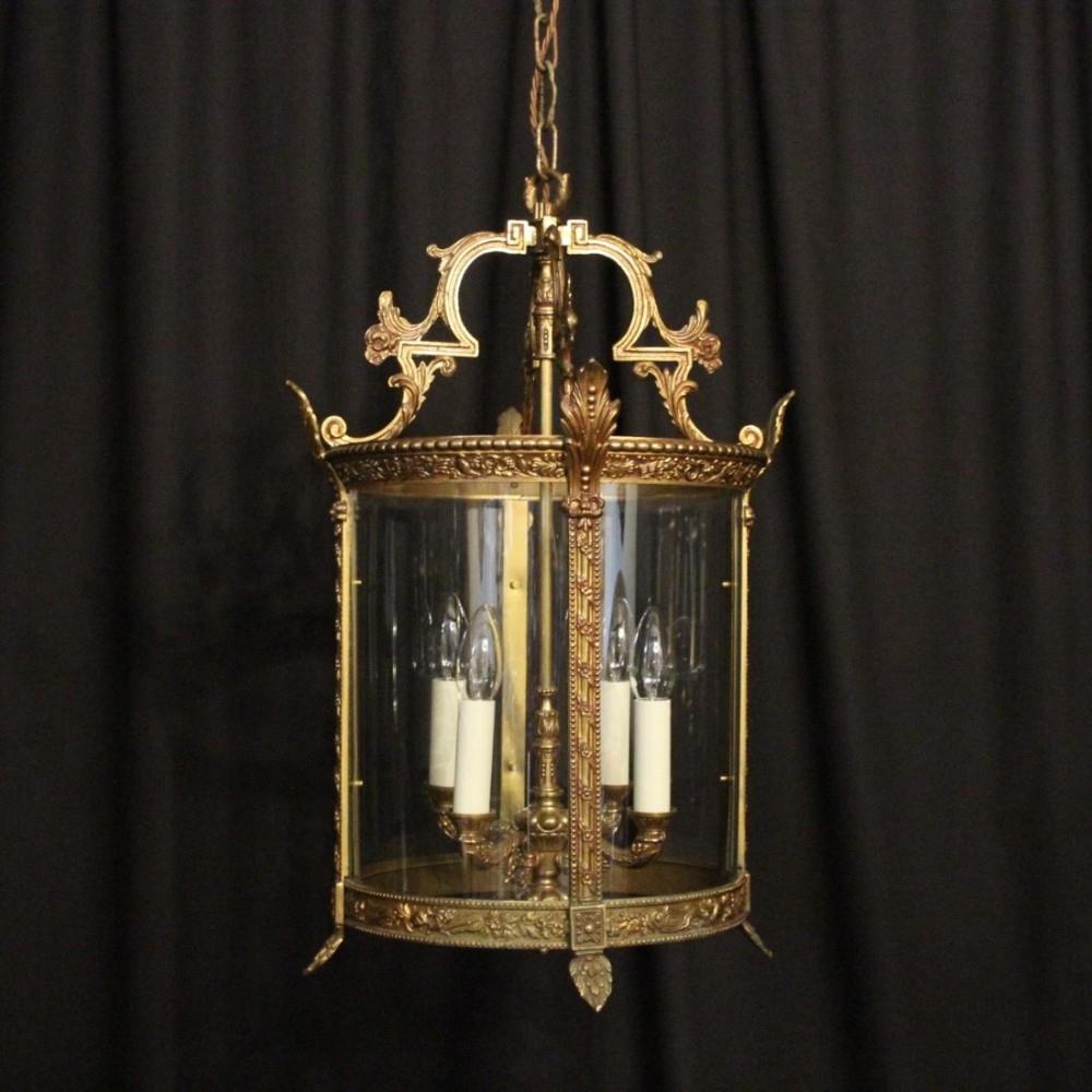 French Gilded Bronze Four Light Hall Lantern