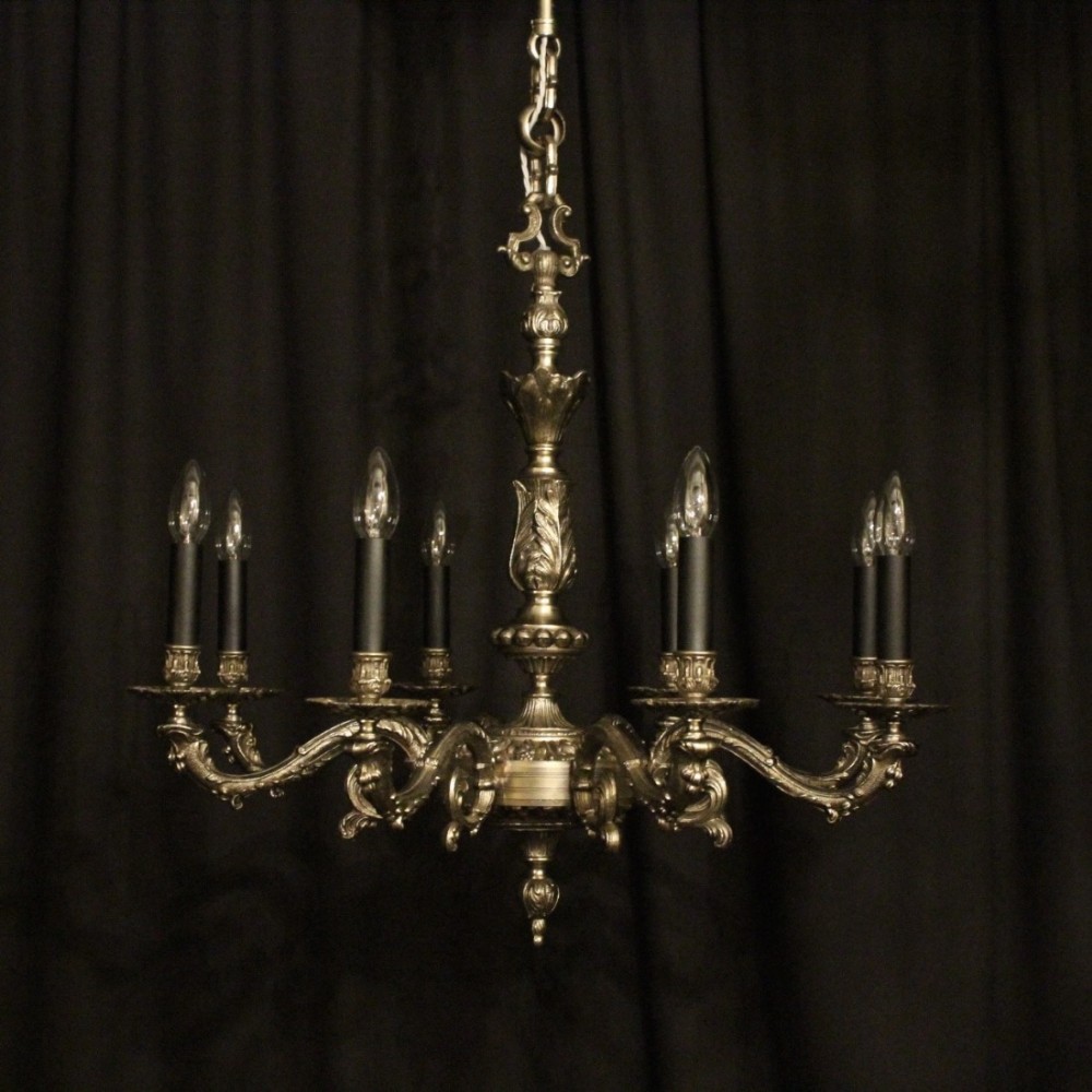 French Silver Gilded 8 Light Chandelier