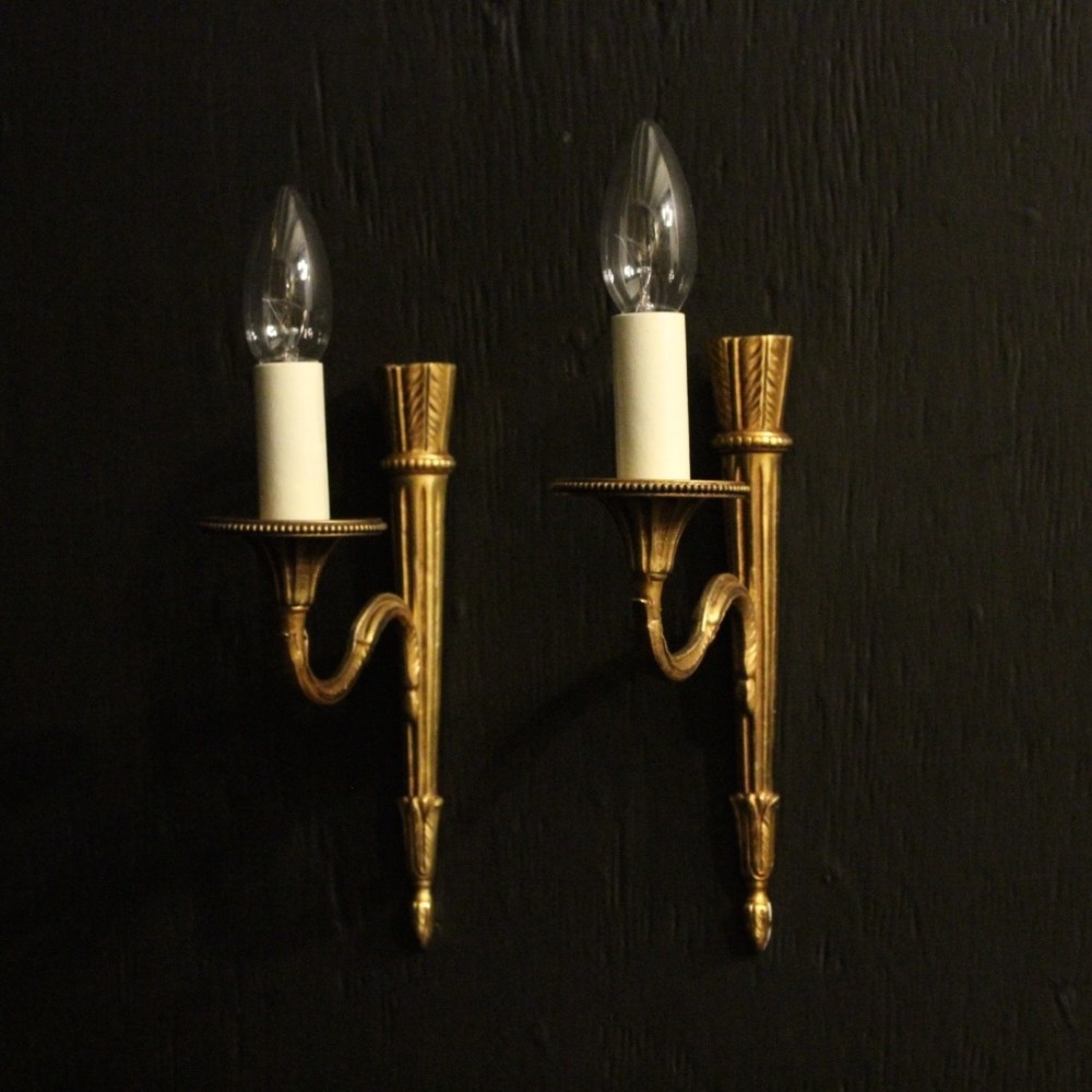 French Pair Of Gilded Single Arm Wall Lights