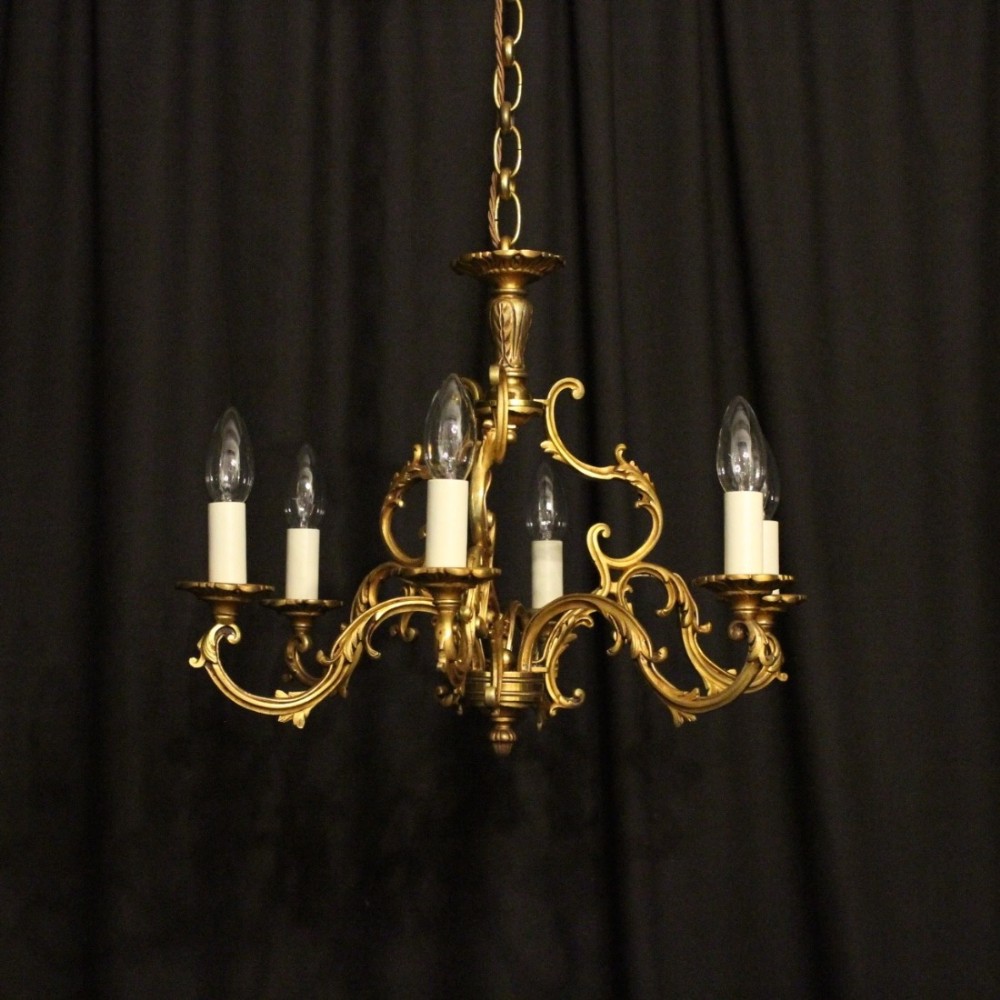 French Bronze 6 Light Antique Chandelier