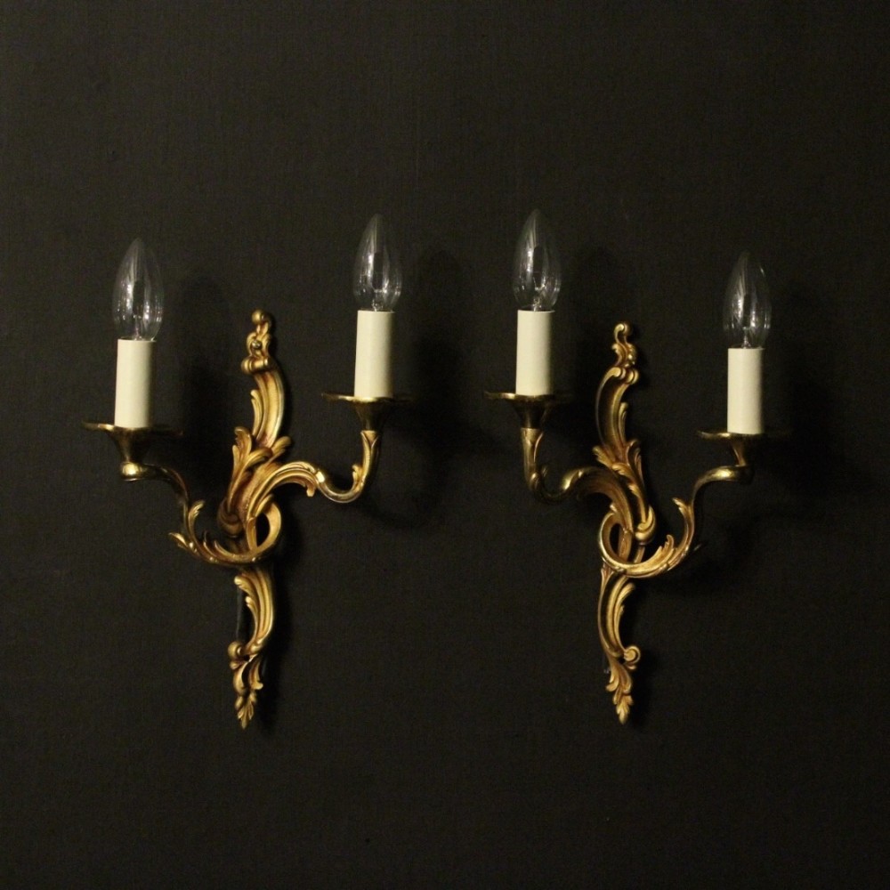 French Pair Of Gilded Antique Wall Lights
