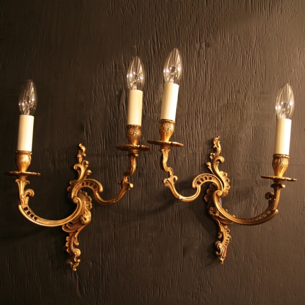 French Pair Of Twin Arm Antique Wall Lights