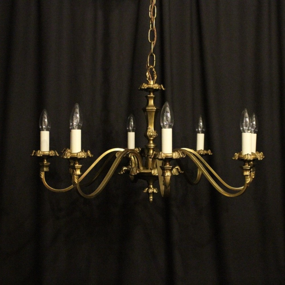 French Gilded Brass 8 Light Chandelier