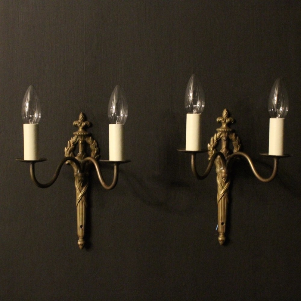 French Pair Of Twin Arm Antique Wall Lights
