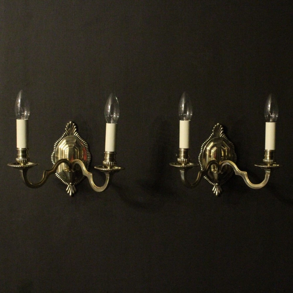 English Pair Of Brass Antique Wall Lights