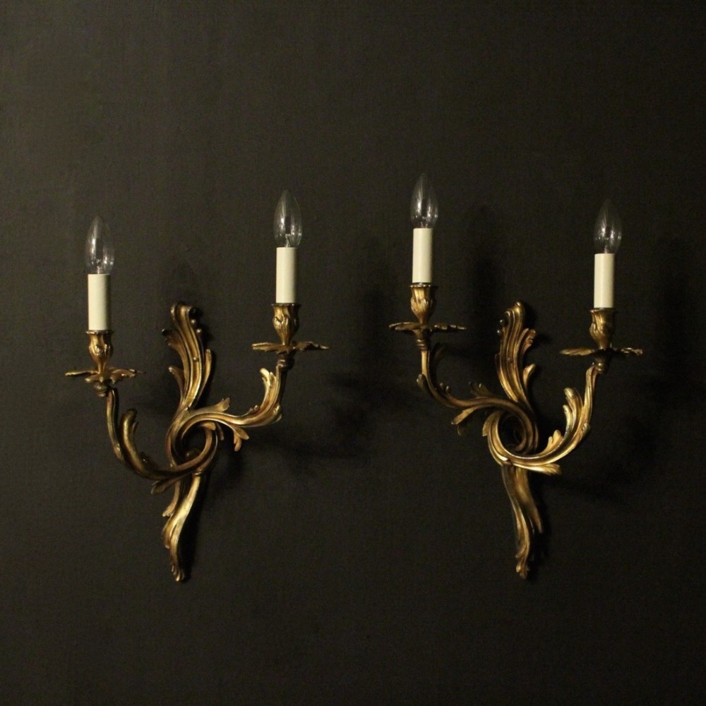 French Pair Of Gilded Antique Wall Sconces