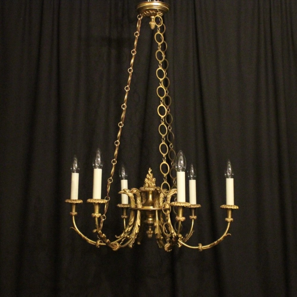 French Empire Gilded Eagle Bronze Antique Chandelier