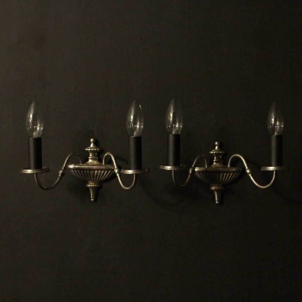 English Pair Of Silver Antique Wall Lights